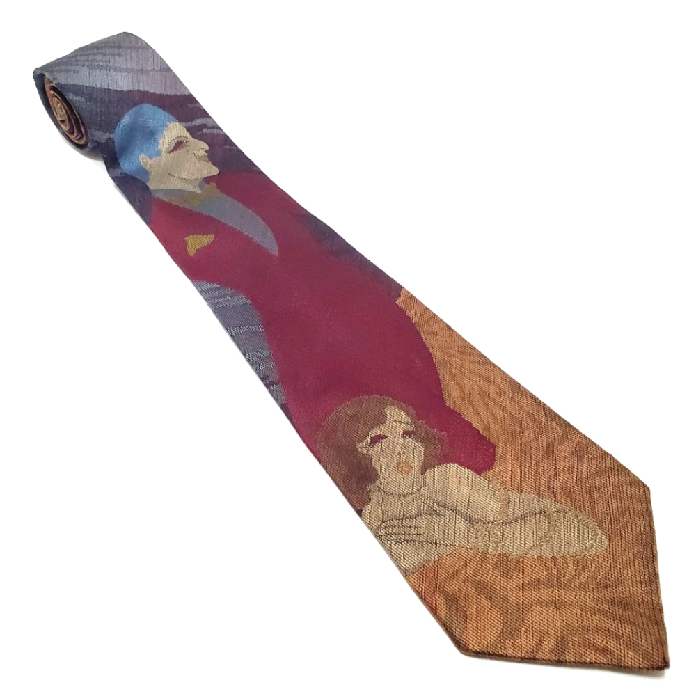 Gino Pilati Necktie Multicolor Roaring 20s Pattern Men's Silk Neck Tie 57x3.25"